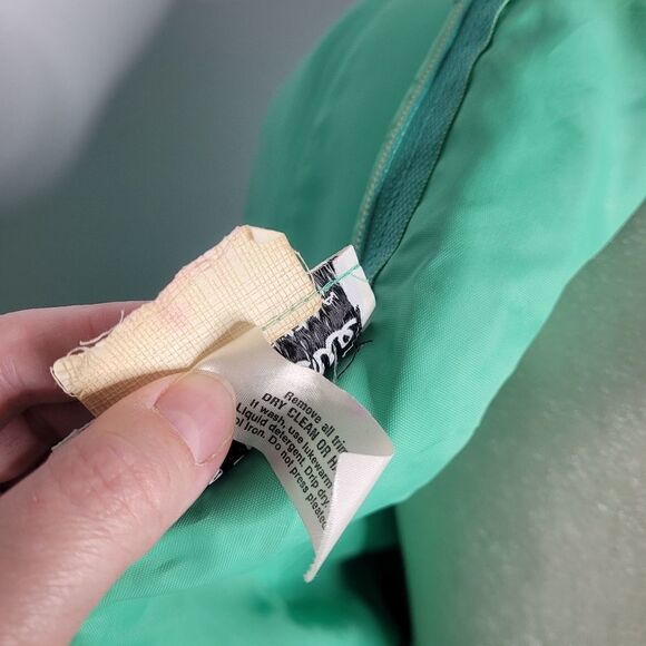 VINTAGE 60s dress chiffon mint green tiered puff sleeve hostess S - Picture 9 of 16